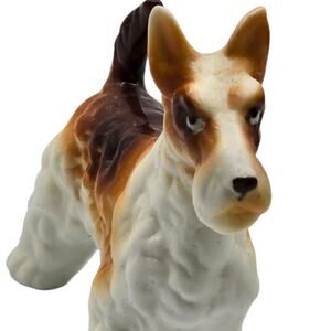 Vintage Angry Scottish Terrier Figurine Ceramic Porcelain Hand painted Collector